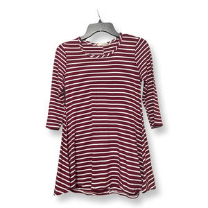 Forever Rose Womens Swing Tunic Top Red White Striped Scoop Neck Stretch USA M